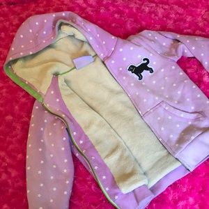 Black dog sweatshirt lined vineyard purple stars